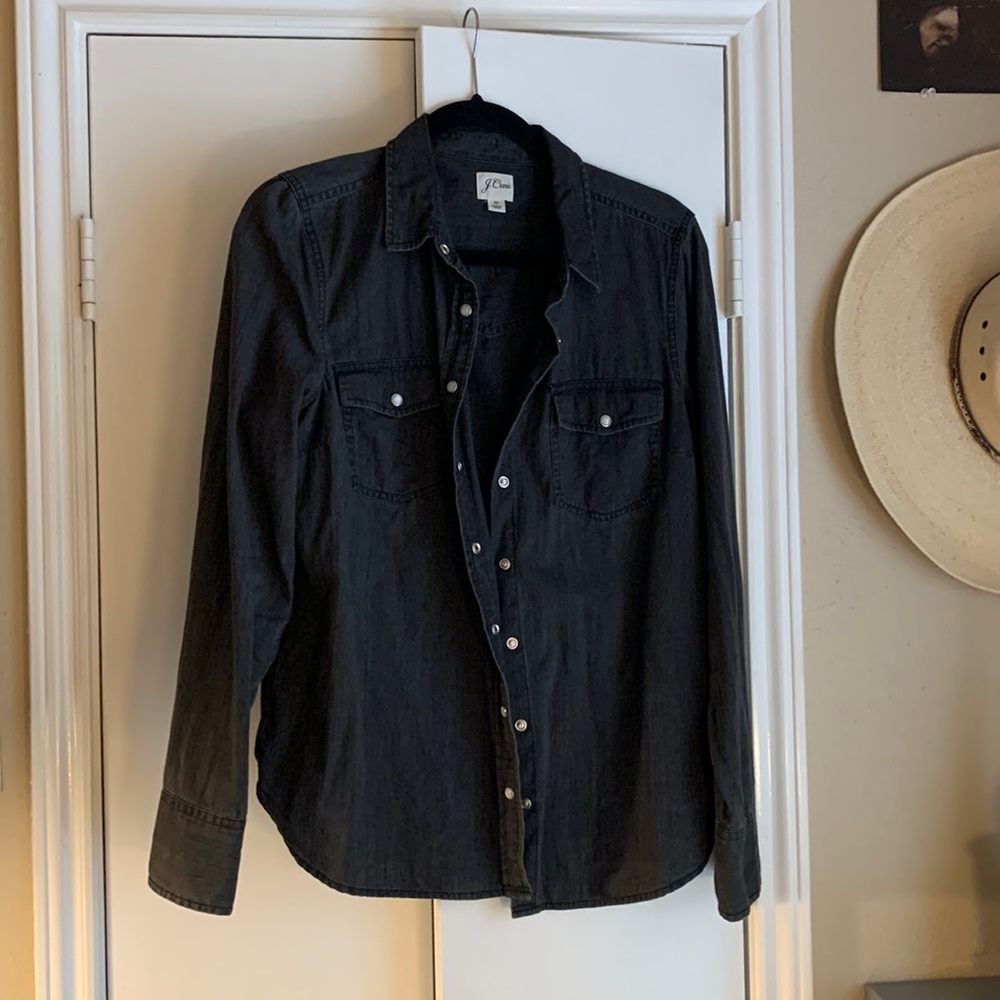 J. Crew Washed Black Denim Cowboy Shirt